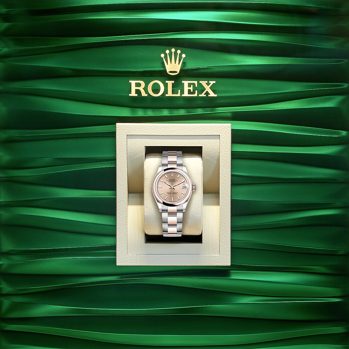 Rolex Datejust 31, Oystersteel and Everose gold, Ref# M278241-0009, Watch in box