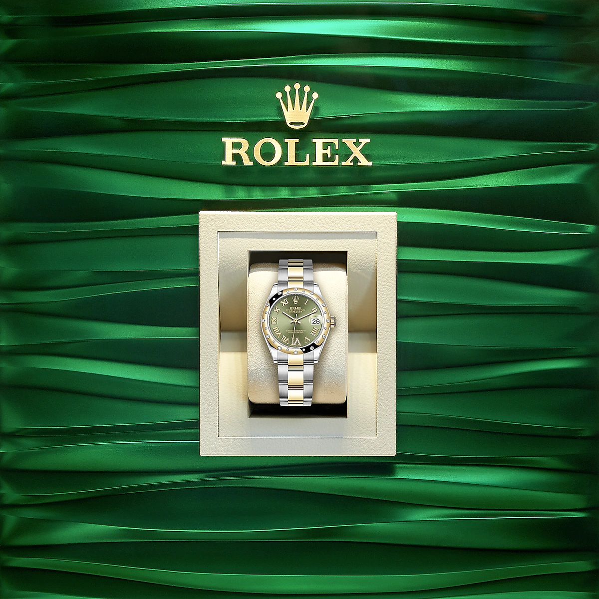 Rolex Datejust 31, Oystersteel, 18kt Yellow Gold and diamonds, Ref# 278343RBR-0015, Watch in box
