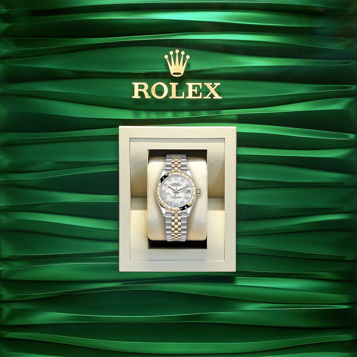 Rolex Datejust 31, Oystersteel, 18kt Yellow Gold and diamonds, Ref# 278343RBR-0028, Watch in box