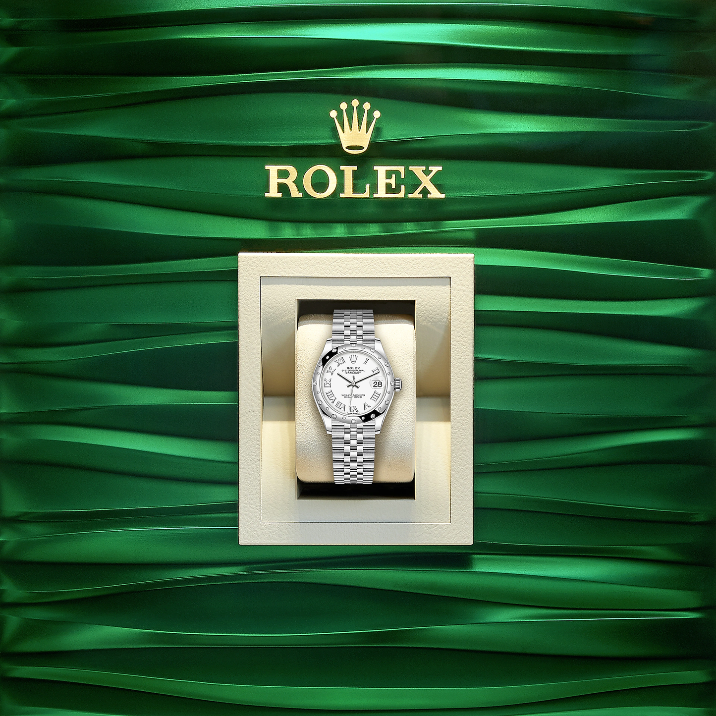 Rolex Datejust 31, Oystersteel, 18kt White Gold and diamonds, Ref# 278344RBR-0012, Watch in box