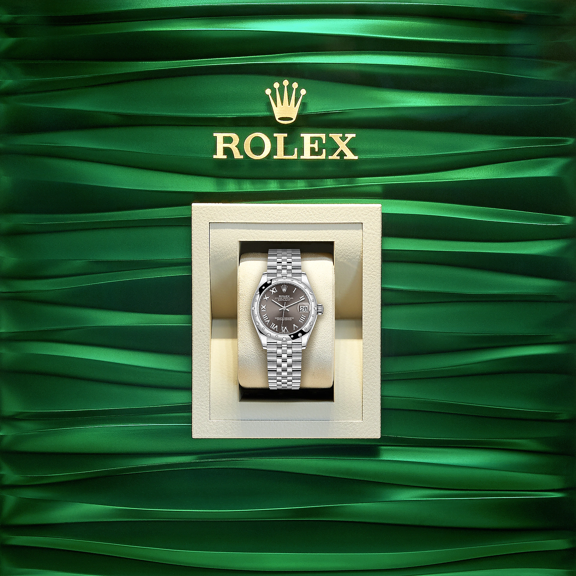 Rolex Datejust 31, Oystersteel, 18kt White Gold and diamonds, Ref# 278344RBR-0024, Watch in box