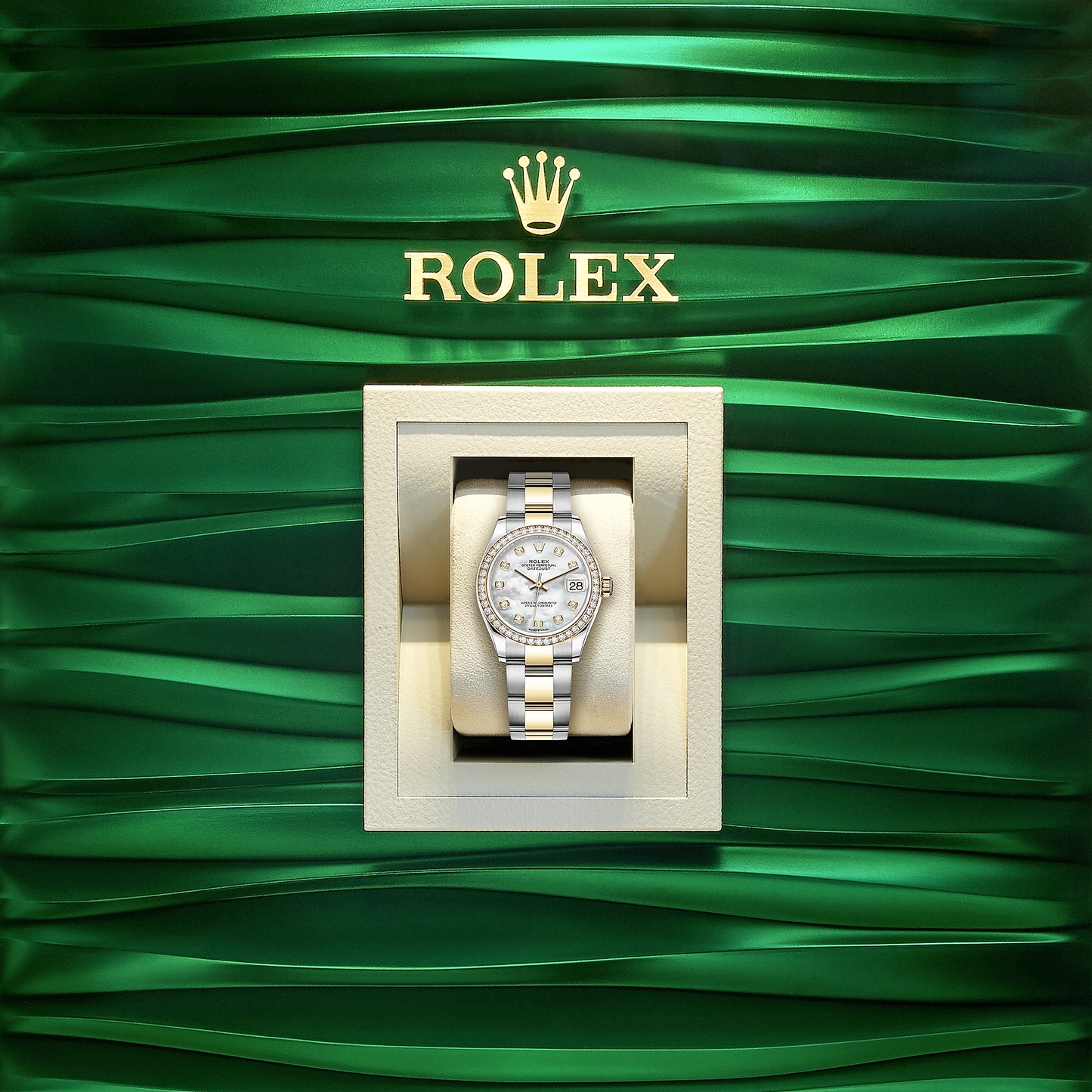 Rolex Datejust 31, Oystersteel, 18kt Yellow Gold and diamonds, Ref# 278383RBR-0027, Watch in box