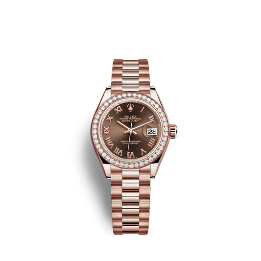 Rolex Lady-Datejust 28, 18kt Everose Gold and diamonds, Ref# 279135RBR-0016