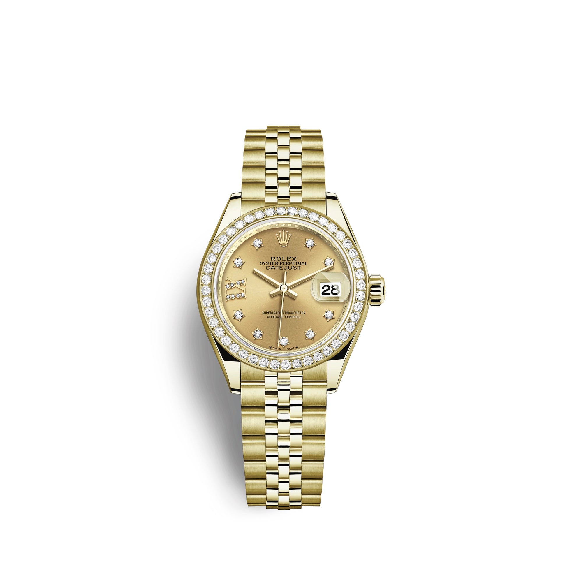 Rolex Lady-Datejust 28, 18kt Yellow Gold and diamonds, Ref# 279138RBR-0007