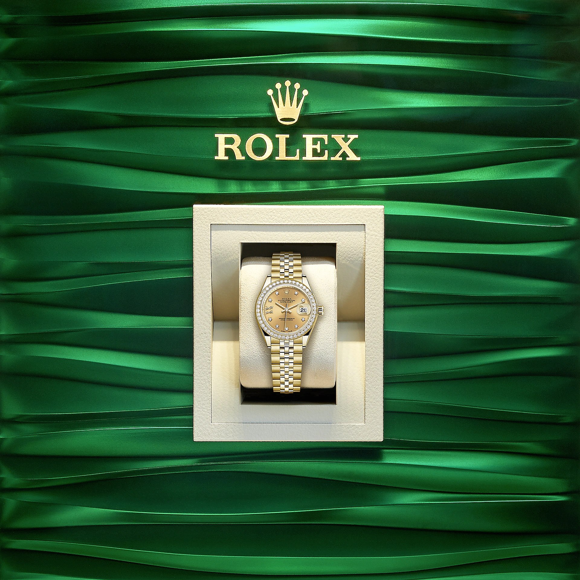 Rolex Lady-Datejust 28, 18kt Yellow Gold and diamonds, Ref# 279138RBR-0007, Watch in box