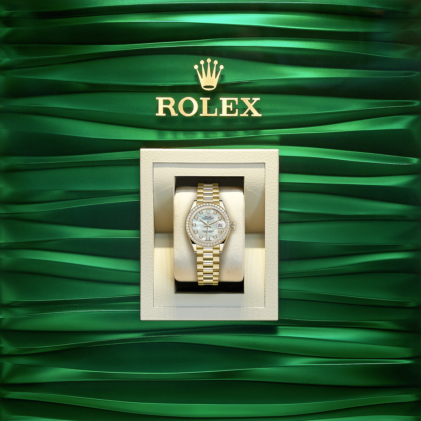 Rolex Lady-Datejust 28, 18kt Yellow Gold and diamonds, Ref# 279138RBR-0015, Watch in box