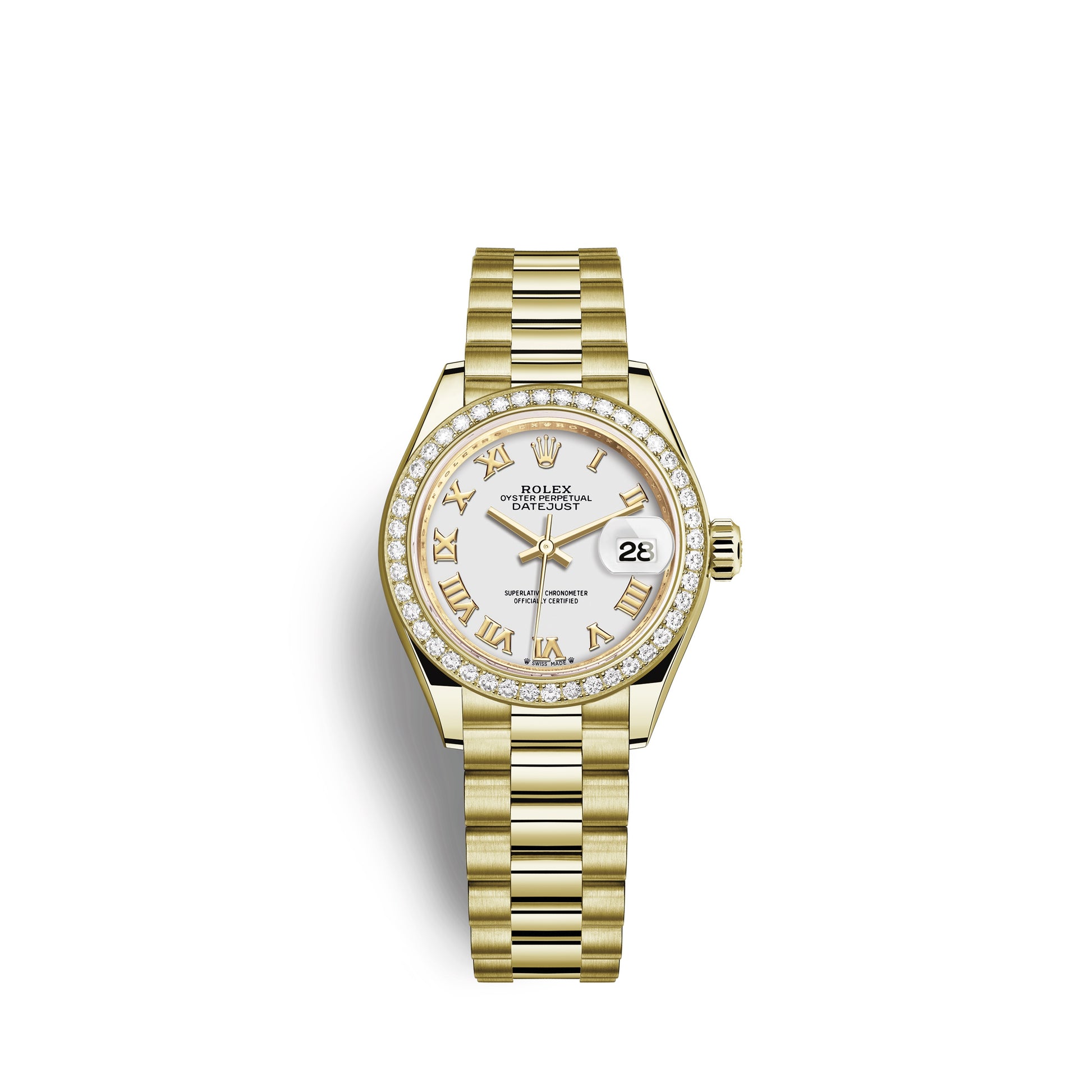 Rolex Lady-Datejust 28, 18kt Yellow Gold and diamonds, Ref# 279138RBR-0031