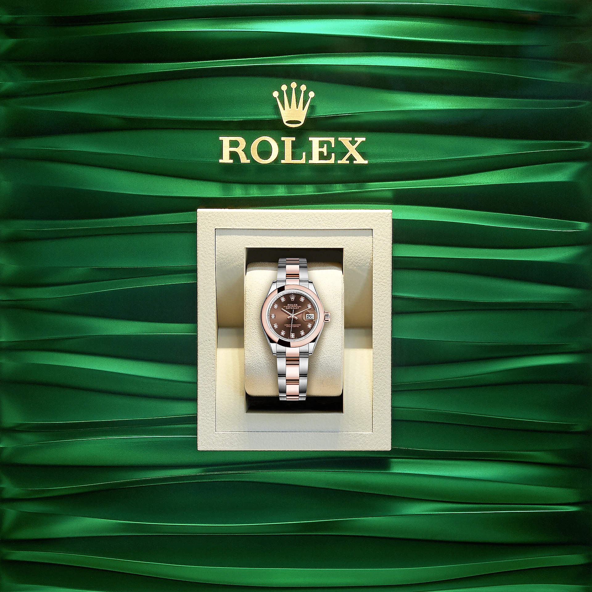 Rolex Lady-Datejust 28, Oystersteel and 18k Everose Gold, Ref# 279161-0012, Watch in box