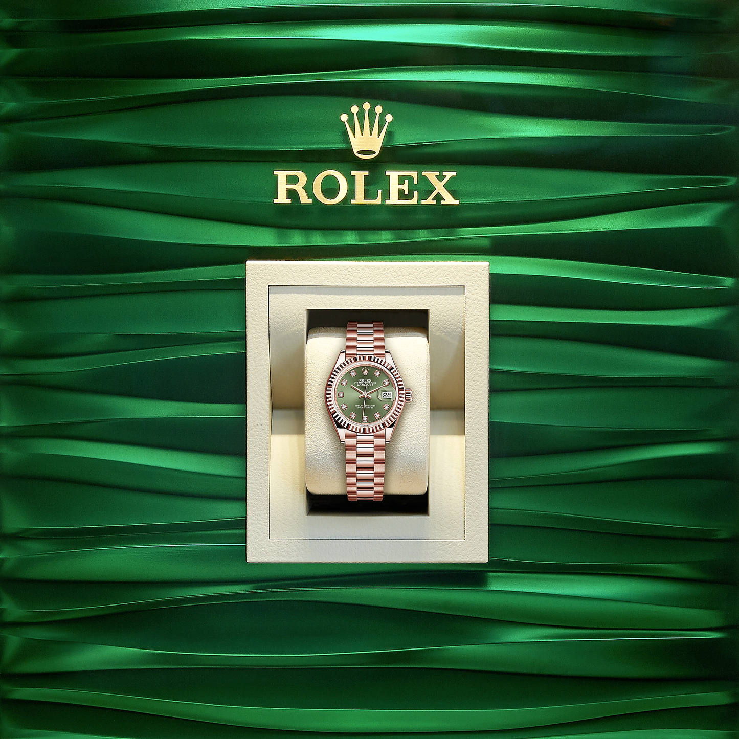 Rolex Lady-Datejust 28, 18k Everose Gold, Ref# 279175-0009, Watch in box