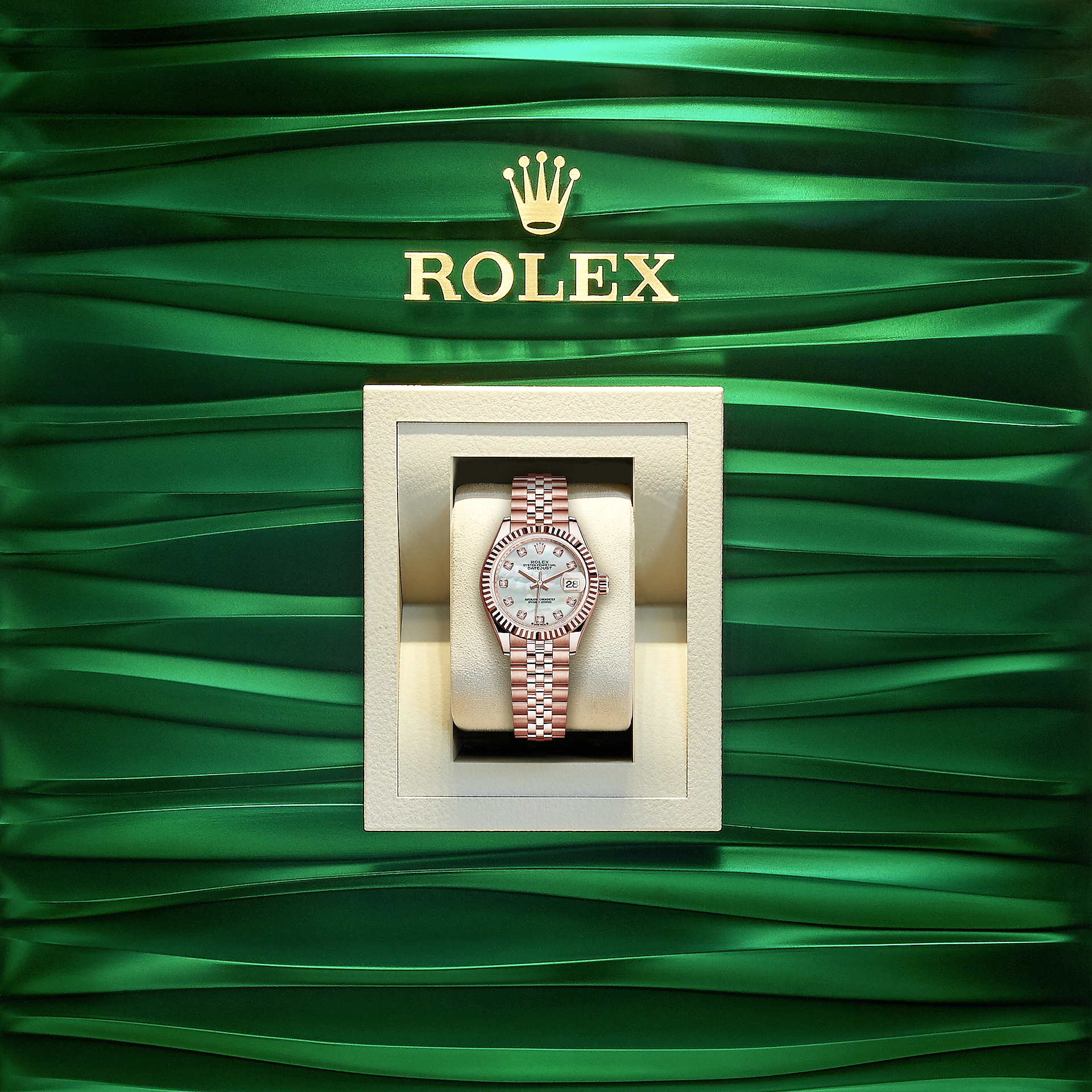 Rolex Lady-Datejust 28, 18k Everose Gold, Ref# 279175-0018, Watch in box