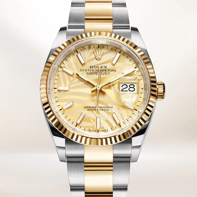 Front Rolex Datejust 36 Oystersteel and yellow gold Ref# 126233-0038