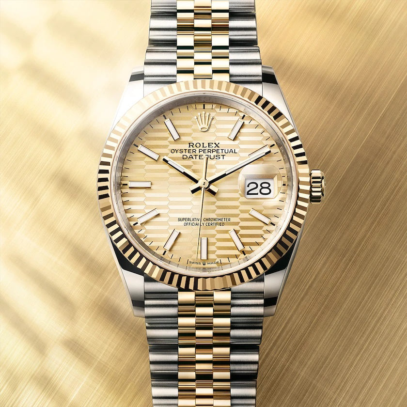 Front Rolex Datejust 36 Oystersteel and yellow gold Ref# 126233-0039