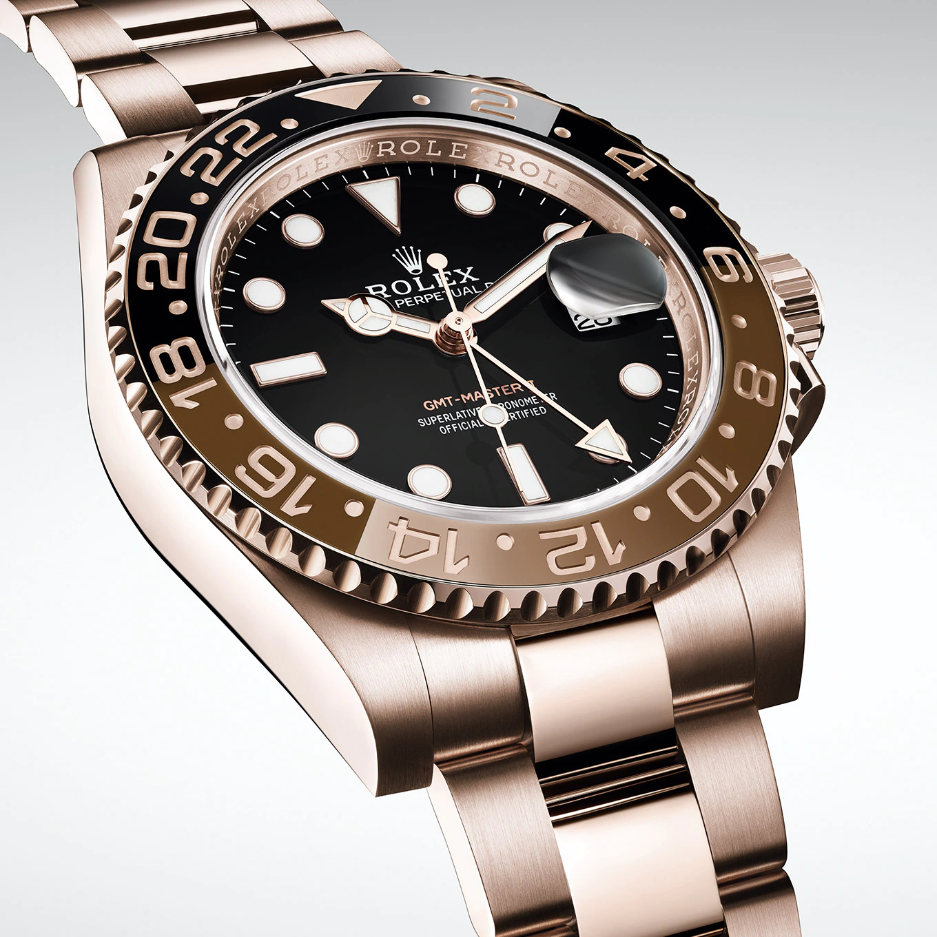 Rolex GMT-Master II Rootbeer, 18k Everose gold, 40mm, Ref# 126715chnr-0001, Left