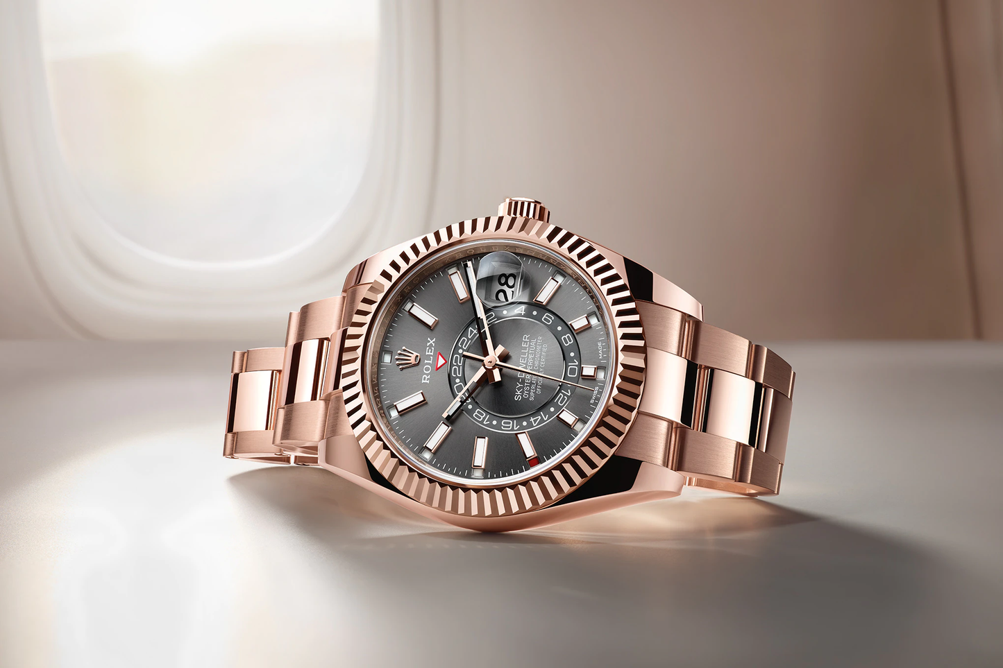 Rolex sky dweller everose best sale