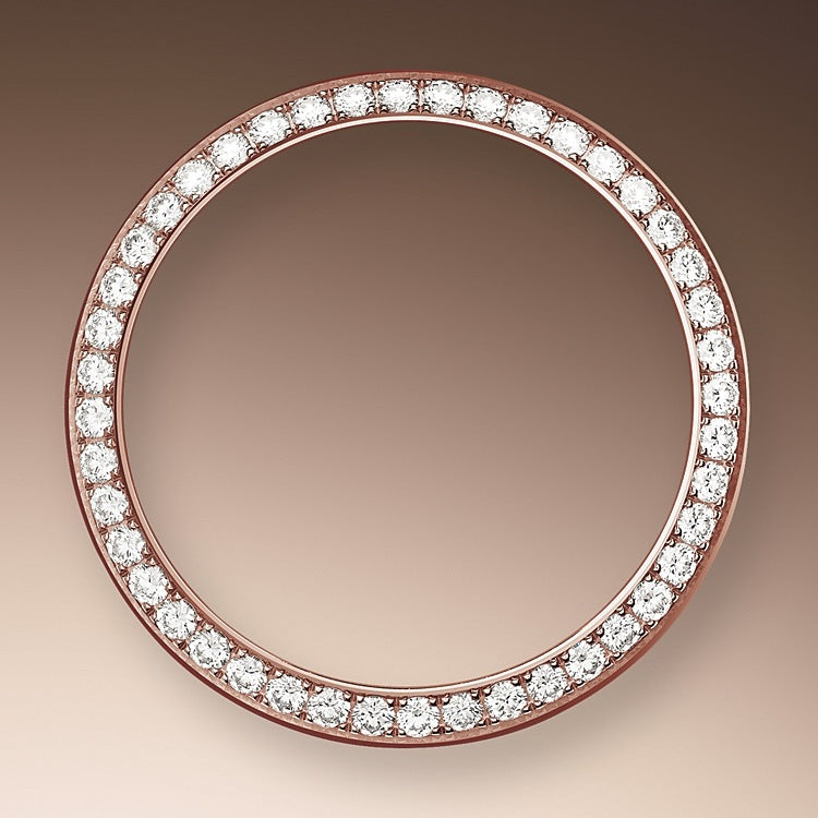 Rolex Lady-Datejust 28, 18kt Everose Gold and diamonds, Ref# 279135RBR-0018, Bezel