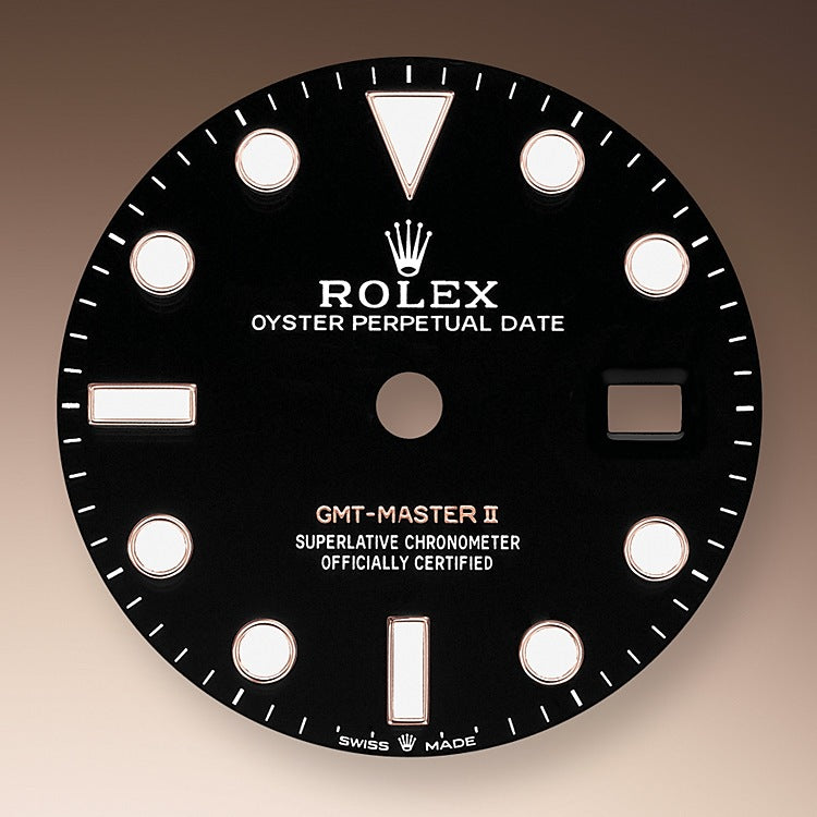 Rolex GMT-Master II Rootbeer, 18k Everose gold, 40mm, Ref# 126715chnr-0001, Dial