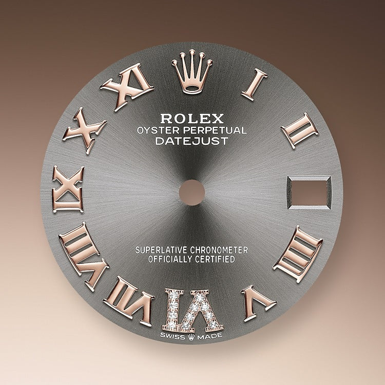 Rolex Datejust 31, Oystersteel, 18kt Everose Gold and diamonds, Ref# 278341RBR-0030, Dial