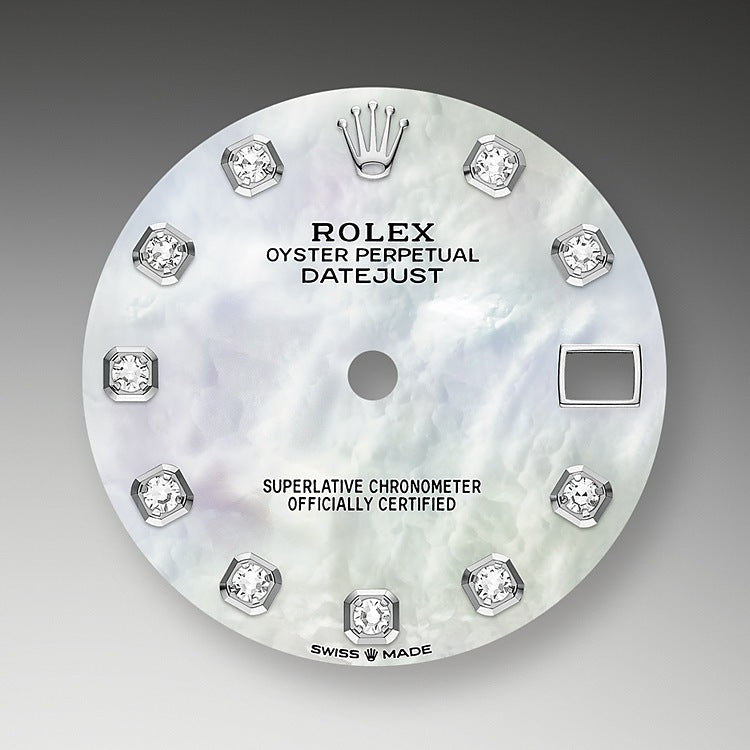 Rolex Datejust 31, Oystersteel, 18kt White Gold and diamonds, Ref# 278344RBR-0006, Dial
