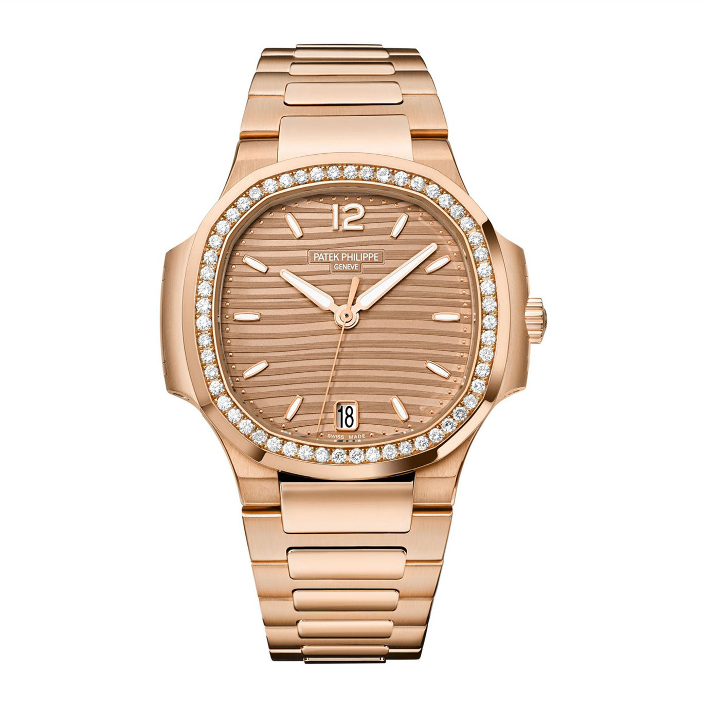 Patek Philippe Nautilus Ladies Automatic Watch, 18k Rose Gold and Diamonds, 35,2mm, Ref# 7118/1200R-010