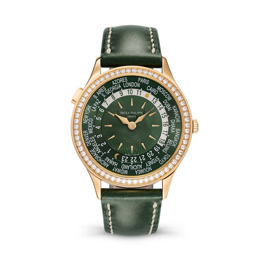 Patek Philippe Women’s Complication World-Time, 18k Rose Gold set with 89 diamonds (~1.03 ct.), 36mm, Ref# 7130R-014