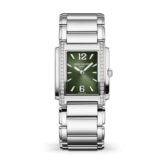 Patek Philippe Twenty~4 Quartz Ladies Watch, Stainless Steel with 36 Diamond (~0.42 ct), 25.1 x 30 mm, Ref# 4910/1200A-011