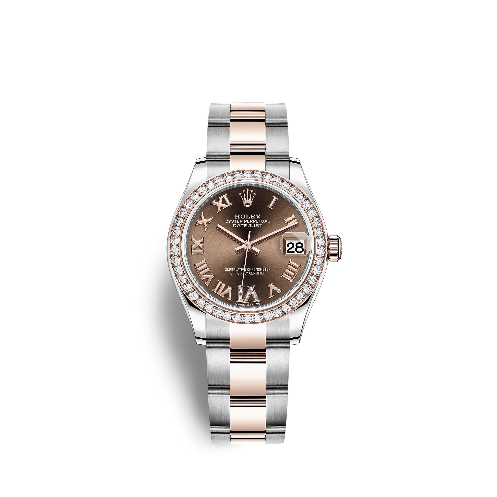 Rolex Datejust 31, Oystersteel, 18kt Everose Gold and diamonds, Ref# 278381RBR-0005