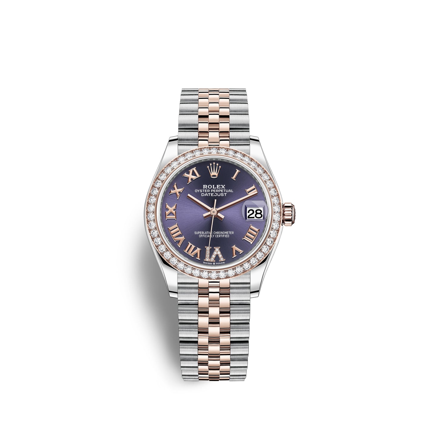 Rolex Datejust 31, Oystersteel, 18kt Everose Gold and diamonds, Ref# 278381RBR-0020