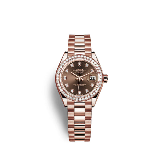 Rolex Lady-Datejust 28, 18kt Everose Gold and diamonds, Ref# 279135RBR-0017