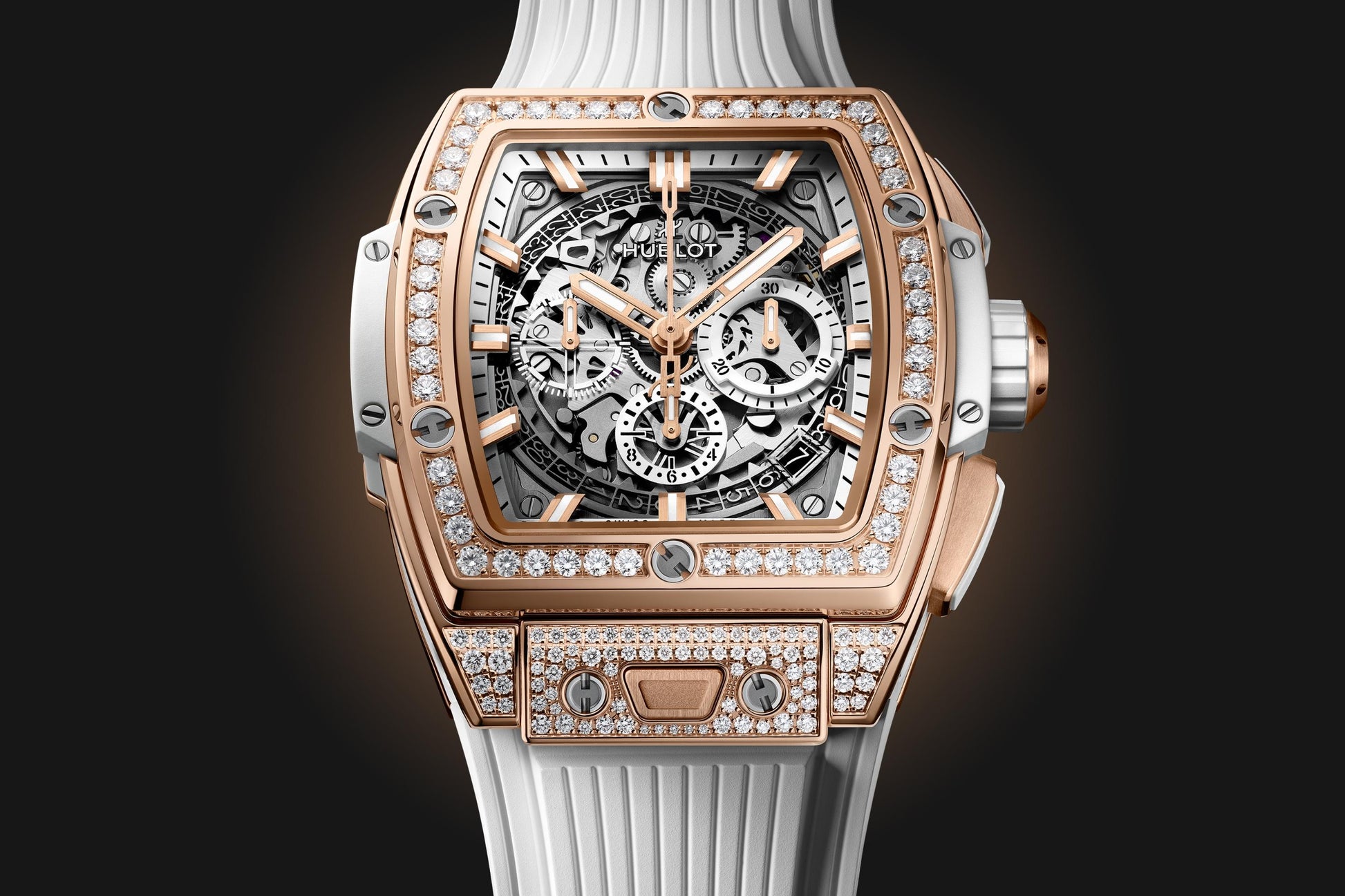 Dial Hublot Spirit of Big Bang KING GOLD WHITE PAVÉ Ref# 642.OE.2010.RW.1604