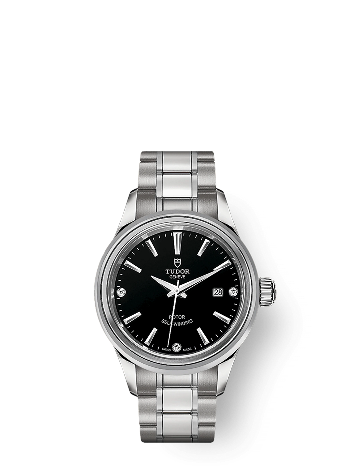 Tudor Style, Stainless Steel and Diamond-set, 28mm, Ref# M12100-0004