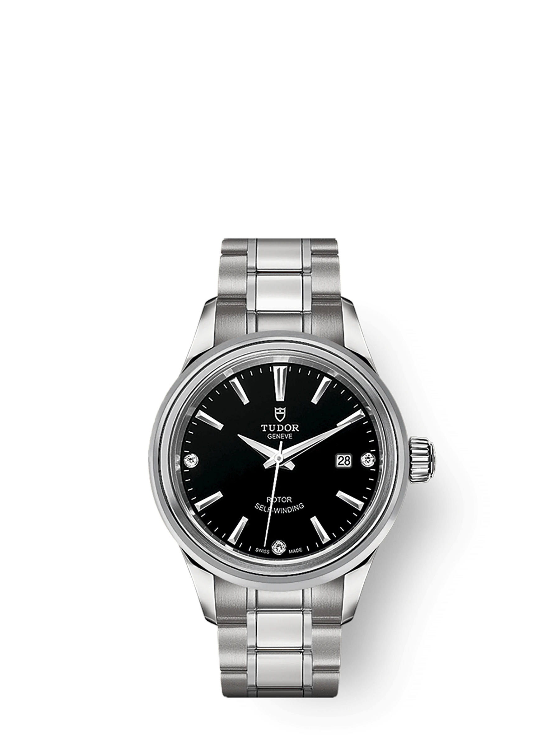 Tudor Style, Stainless Steel and Diamond-set, 28mm, Ref# M12100-0004