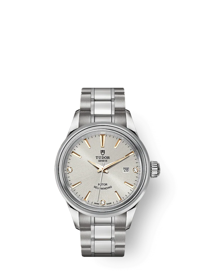 Tudor Style, Stainless Steel and Diamond-set, 28mm, Ref# M12100-0019