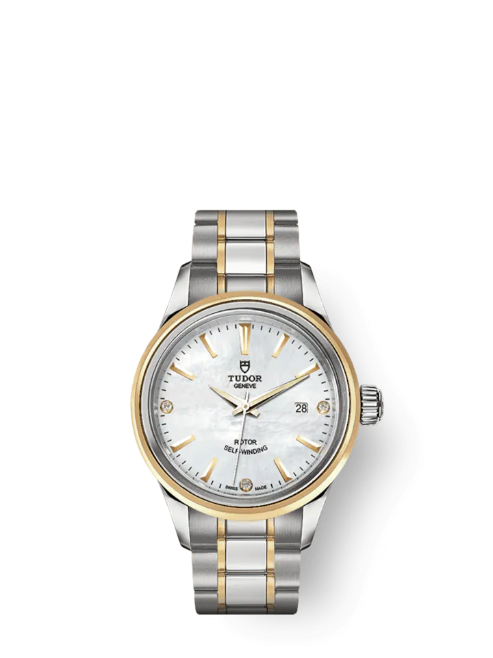 Tudor Style Stainless Steel and Yellow Gold with Diamond set