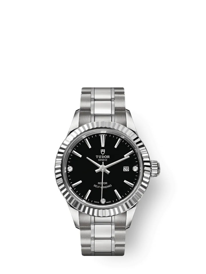 Tudor Style, Stainless Steel and Diamond-set, 28mm, Ref# M12110-0009