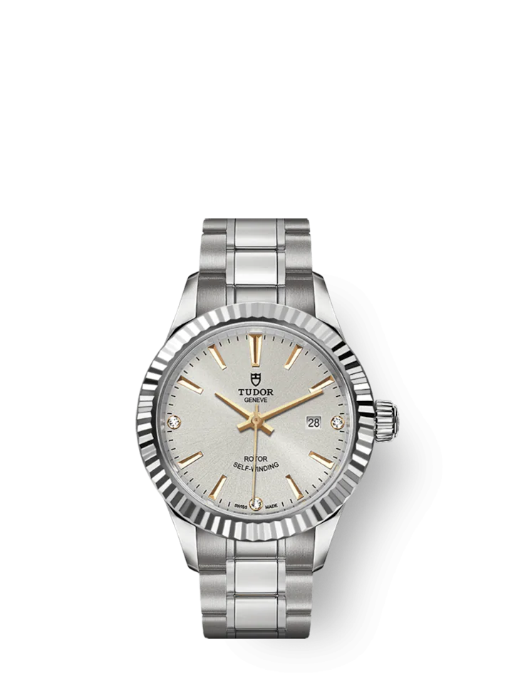 Tudor Style, Stainless Steel and Diamond-set, 28mm, Ref# M12110-0011