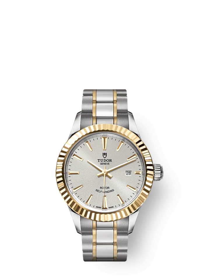 Tudor Style Stainless Steel and Yellow Gold 28mm Ref M12113