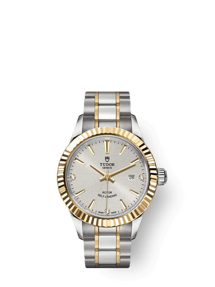 Tudor Style, Stainless Steel and Yellow Gold with Diamond-set, 28mm, Ref# M12113-0009