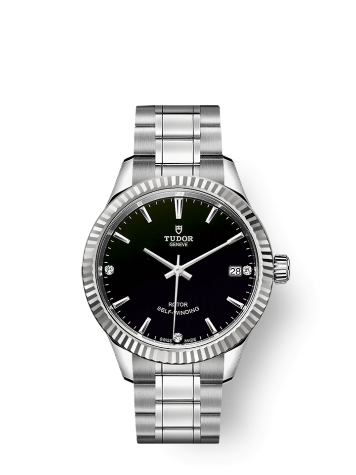 Tudor Style, Stainless Steel and Diamond-set, 34mm, Ref# M12310-0009
