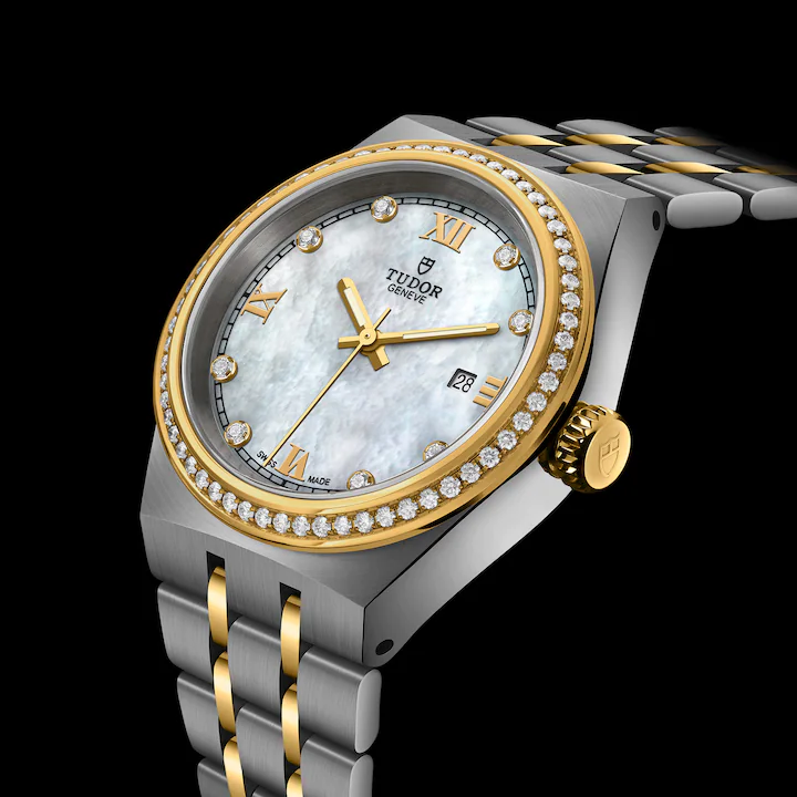 Tudor Royal, Stainless Steel, 18k Yellow Gold and Diamond-set dial with Diamond-set bezel, 28mm, Ref# M28323-0001, Side