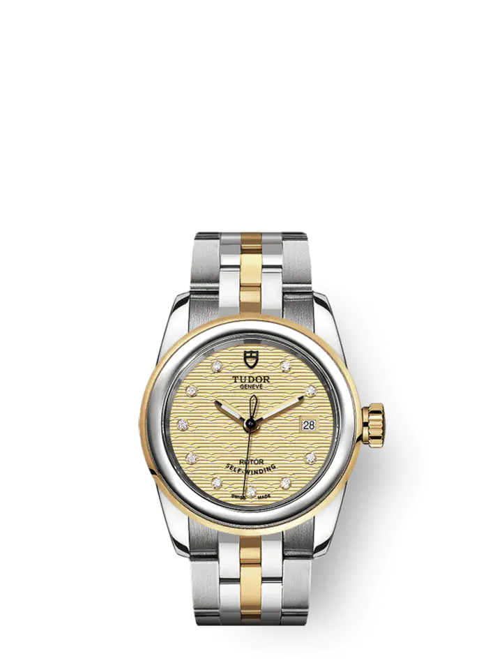 Tudor Glamour Date, Stainless Steel and 18k Yellow Gold with Diamond-set, 26mm, Ref# M51003-0005