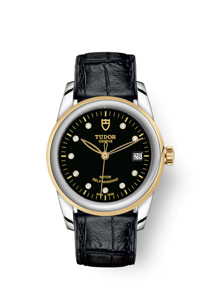 Tudor Glamour Date, Stainless Steel and 18k Yellow Gold with Diamond-set, 36mm, Ref# M55003-0037