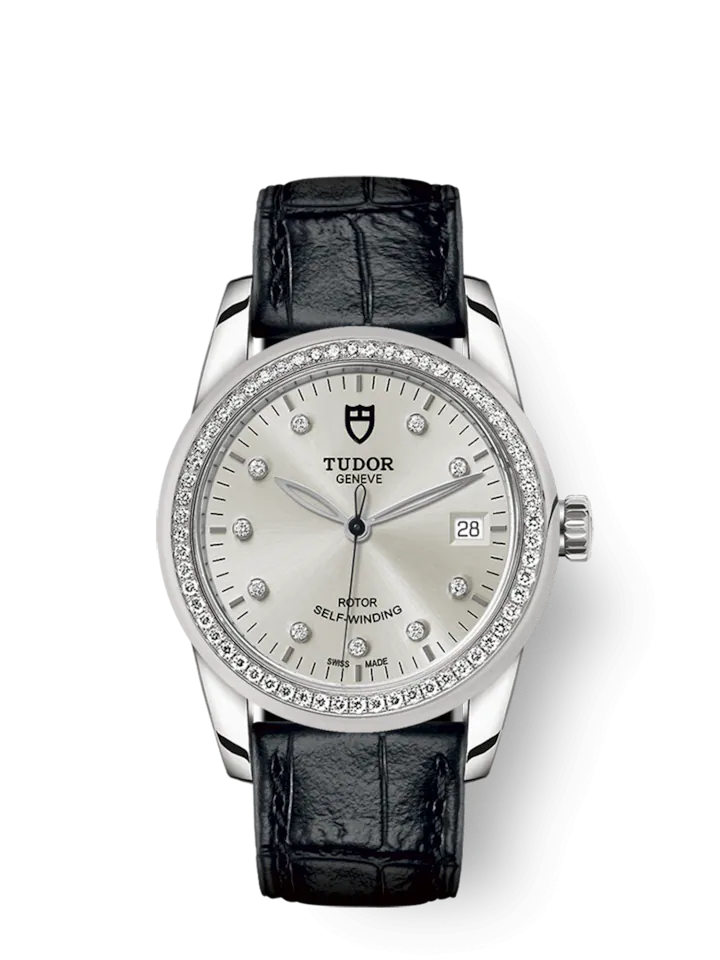 Tudor Glamour Date, Stainless Steel with Diamond-set dial and Diamond-set bezel, 36mm, Ref# M55020-0058