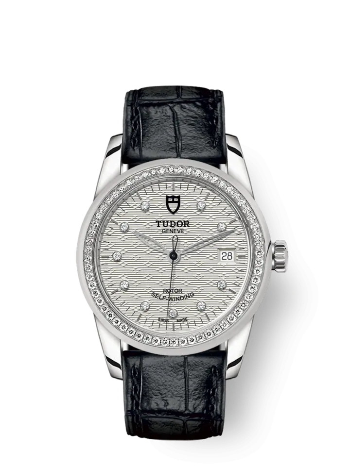 Tudor Glamour Date, Stainless Steel with Diamond-set dial and Diamond-set bezel, 36mm, Ref# M55020-0060