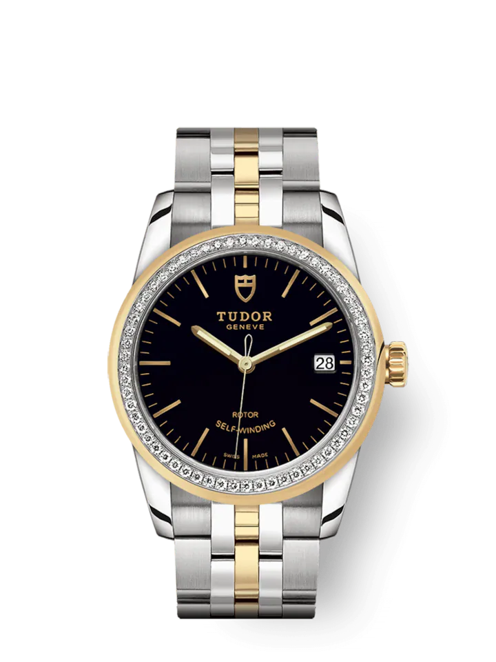 Tudor Glamour Date, Stainless Steel and 18k Yellow Gold with Diamond-set bezel, 36mm, Ref# M55023-0021