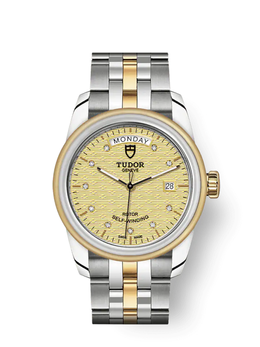 Tudor Glamour Date+Day, Stainless Steel and 18k Yellow Gold with Diamond-set, 39mm, Ref# M56003-0004