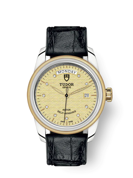 Tudor Glamour Date+Day, Stainless Steel and 18k Yellow Gold with Diamond-set, 39mm, Ref# M56003-0029