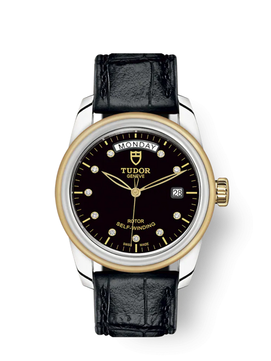 Tudor Glamour Date+Day, Stainless Steel and 18k Yellow Gold with Diamond-set, 39mm, Ref# M56003-0045