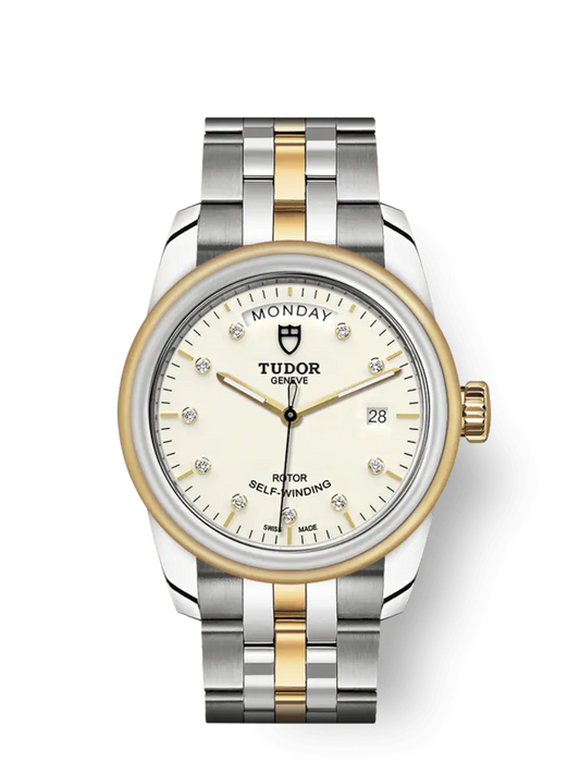 Tudor Glamour Date+Day, Stainless Steel and 18k Yellow Gold with Diamond-set, 39mm, Ref# M56003-0113