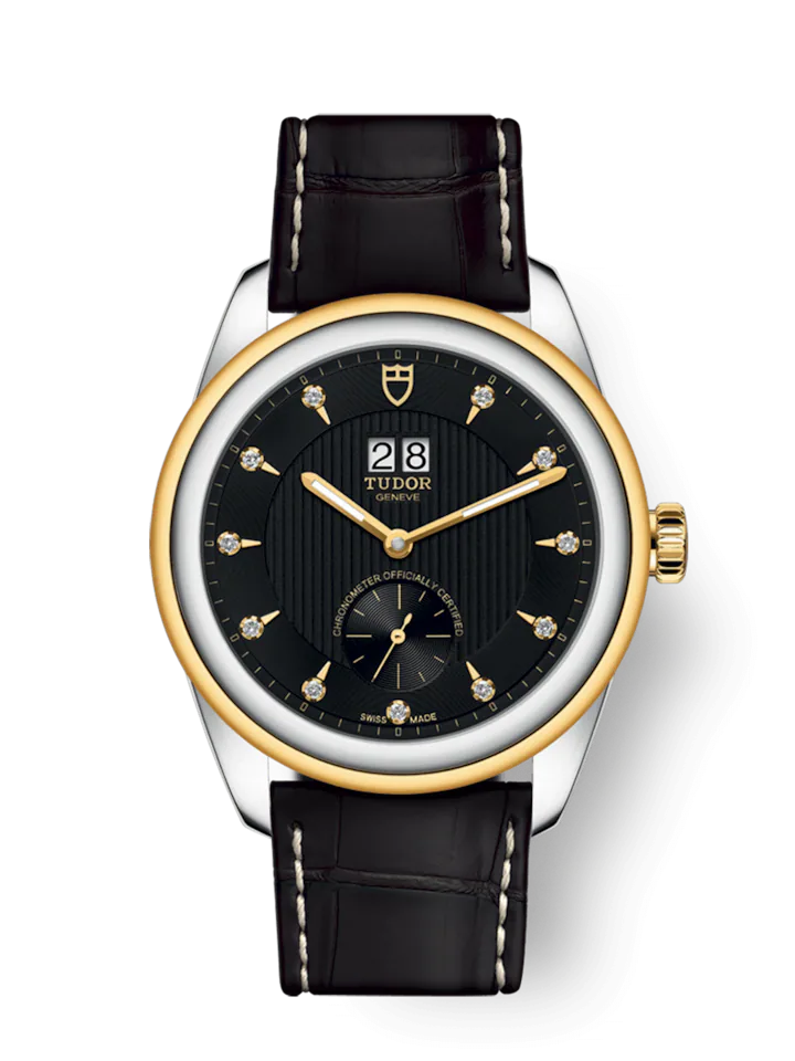 Tudor Glamour Double Date, Stainless Steel and 18k Yellow Gold with Diamond-set, 42mm, Ref# M57103-0022