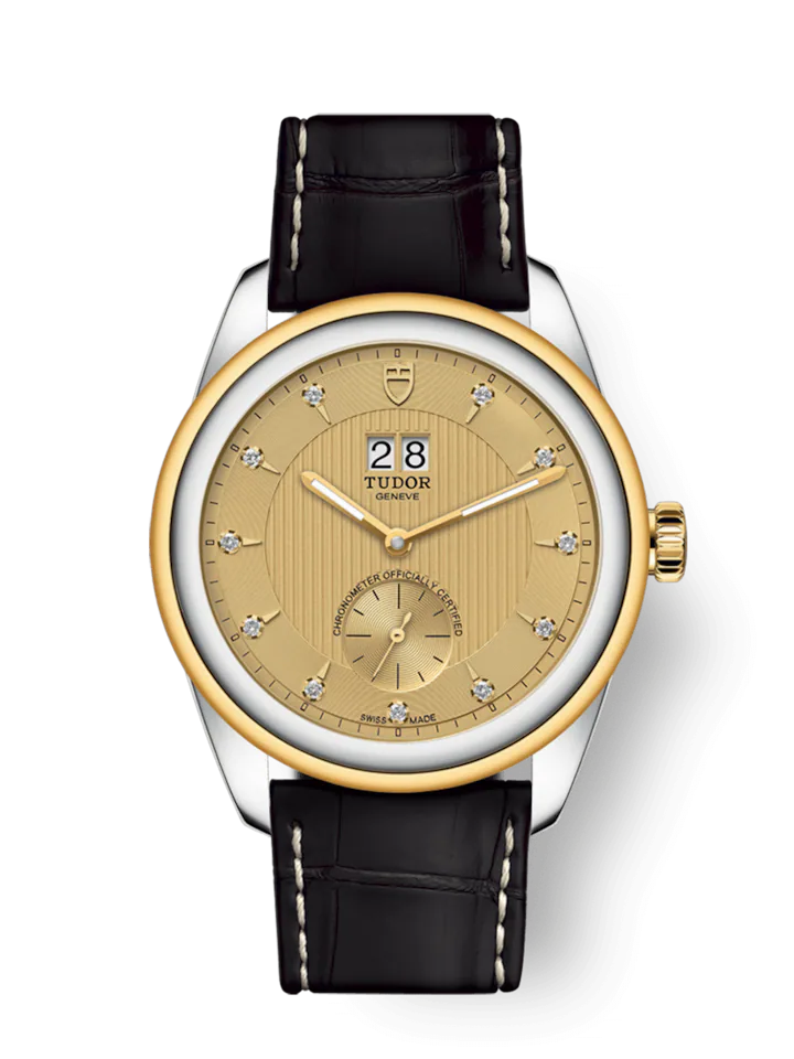 Tudor Glamour Double Date, Stainless Steel and 18k Yellow Gold with Diamond-set, 42mm, Ref# M57103-0024